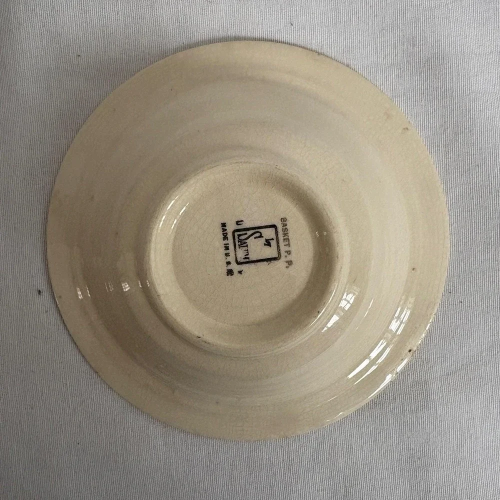 Salem China‎ Co Basket Cross Stitch Vintage 4pc Set Handled Plate Bowls Cream